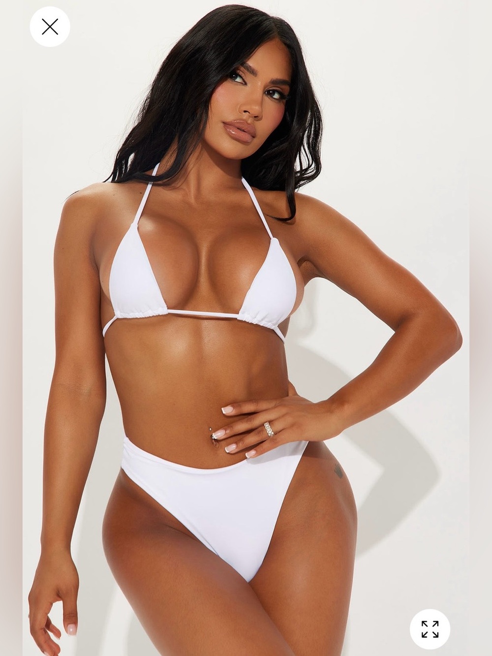 NEW FASHION NOVA Maui Mid-Rise Cheeky Bikini Bottom White S